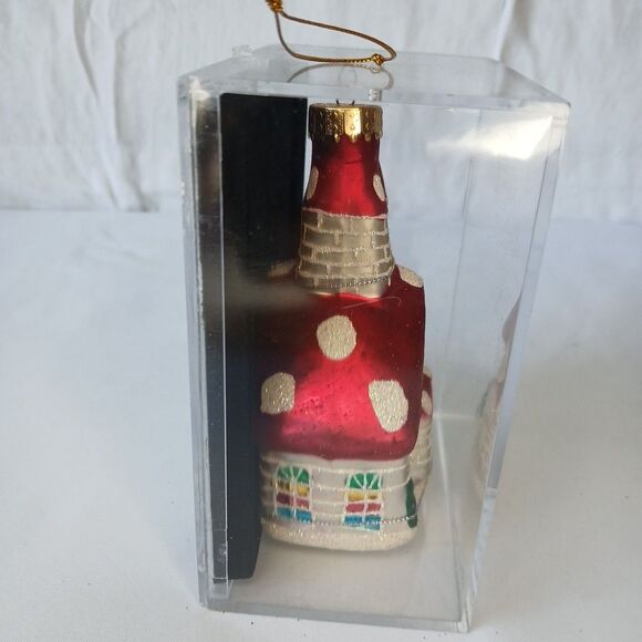 Unique Treasures Cottage House Polka Dot Home Christmas Blown Glass Ornament 4" - Picture 2 of 7